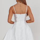 Love Talk Flared Bow Mini Dress White