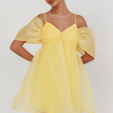 Little Liar Organza Mini Dress Yellow