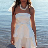 Alix Strapless Tiered Ruffle Mini Dress White