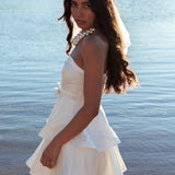 Alix Strapless Tiered Ruffle Mini Dress White