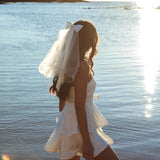 Alix Strapless Tiered Ruffle Mini Dress White