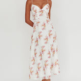Kalaya Lace-Up Waist Midi Dress Floral