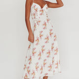 Kalaya Lace-Up Waist Midi Dress Floral