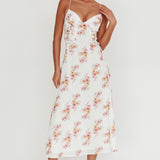 Kalaya Lace-Up Waist Midi Dress Floral