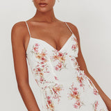 Kalaya Lace-Up Waist Midi Dress Floral
