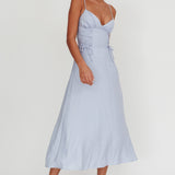 Kalaya Lace-Up Waist Midi Dress Light Blue