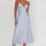 Kalaya Lace-Up Waist Midi Dress Light Blue