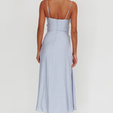 Kalaya Lace-Up Waist Midi Dress Light Blue