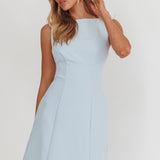 Shannon Boat Neck Sleeveless Mini Dress Light Blue