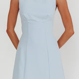 Shannon Boat Neck Sleeveless Mini Dress Light Blue
