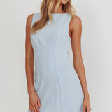 Shannon Boat Neck Sleeveless Mini Dress Light Blue