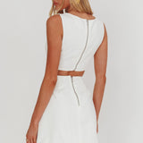 Shannon Boat Neck Sleeveless Mini Dress White