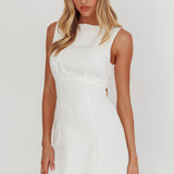 Shannon Boat Neck Sleeveless Mini Dress White