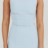 Shannon Boat Neck Sleeveless Mini Dress Light Blue