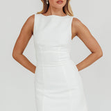 Shannon Boat Neck Sleeveless Mini Dress White