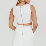 Shannon Boat Neck Sleeveless Mini Dress White
