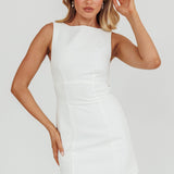 Shannon Boat Neck Sleeveless Mini Dress White