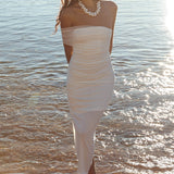 Matches One Shoulder Bodycon Maxi Dress White