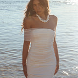 Matches One Shoulder Bodycon Maxi Dress White