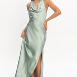 Element Tied Halter Maxi Dress Sage