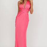 On And On Crossover Cut-Out Maxi Dress Hot Pink