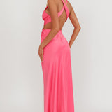 On And On Crossover Cut-Out Maxi Dress Hot Pink