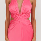 On And On Crossover Cut-Out Maxi Dress Hot Pink