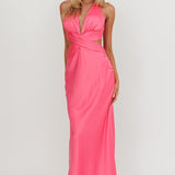 On And On Crossover Cut-Out Maxi Dress Hot Pink