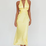 On And On Crossover Cut-Out Maxi Dress Lemon
