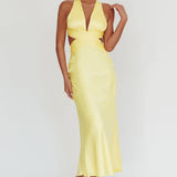 On And On Crossover Cut-Out Maxi Dress Lemon
