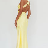 On And On Crossover Cut-Out Maxi Dress Lemon