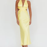 On And On Crossover Cut-Out Maxi Dress Lemon