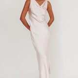 Take Care Backless Sash Maxi Dress Blush