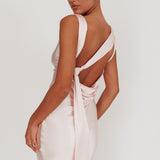 Take Care Backless Sash Maxi Dress Blush