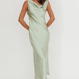 Take Care Backless Sash Maxi Dress Pistachio