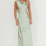 Take Care Backless Sash Maxi Dress Pistachio
