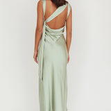 Take Care Backless Sash Maxi Dress Pistachio