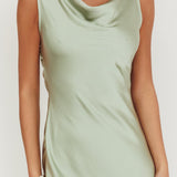 Take Care Backless Sash Maxi Dress Pistachio