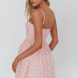 Bahia A-Line Square Neckline Mini Dress Lace Blush