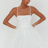Bahia A-Line Square Neckline Mini Dress Lace White
