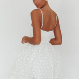 Bahia A-Line Square Neckline Mini Dress Lace White