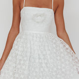 Bahia A-Line Square Neckline Mini Dress Lace White