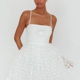 Bahia A-Line Square Neckline Mini Dress Lace White