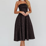 Worship Strapless A-Line Midi Dress Black