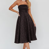 Worship Strapless A-Line Midi Dress Black