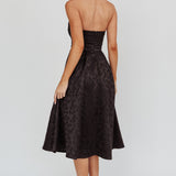Worship Strapless A-Line Midi Dress Black