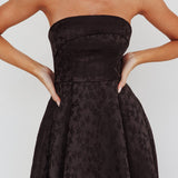 Worship Strapless A-Line Midi Dress Black