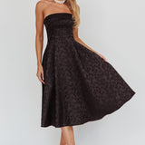 Worship Strapless A-Line Midi Dress Black