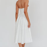 Worship Strapless A-Line Midi Dress White