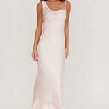 Treats Cowl Back Satin Maxi Dress Baby Pink